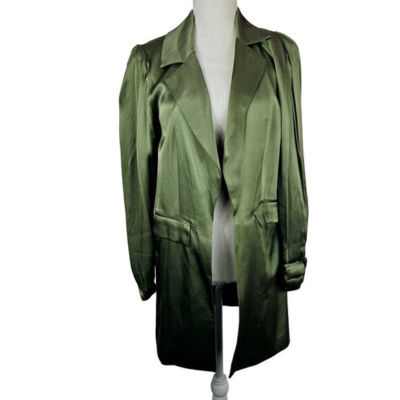 Free People Fame and Partners Green Satin Oversize Kimono Jacket Size 0  #387 - Picture 5 of 9